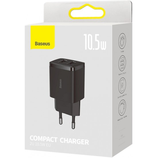 Baseus Compact charger 2x USB 10.5W black (CCXJ010201) (universal)