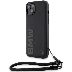 BMW Signature Leather Wordmark Cord Case for iPhone 15/14/13 - Black (universal)