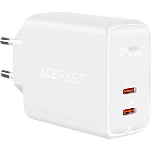 Acefast charger 2x USB Type C 40W, PPS, PD, QC 3.0, AFC, FCP white (A9 white) (universal)