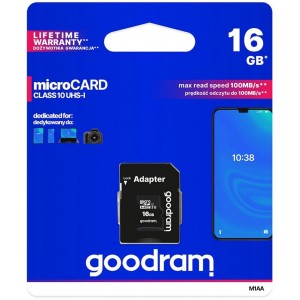 Goodram Microcard 16 GB micro SD HC UHS-I class 10 memory card, SD adapter (M1AA-0160R12) (universal)