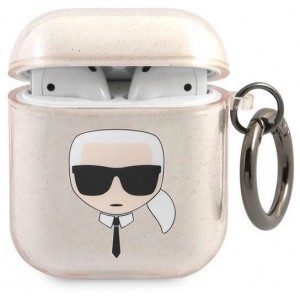 Karl Lagerfeld KLA2UKHGD AirPods cover złoty/gold Glitter Karl`s Head (universal)