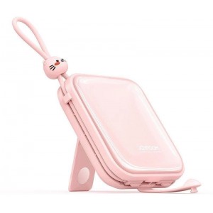 Joyroom power bank with USB C and Lightning cables and stand Cutie Series 10000mAh 22.5W pink (JR-L008) (universal)