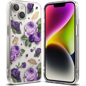 Ringke Fusion Design Armored Case Cover with Gel Frame for iPhone 14 Plus transparent (Purple rose) (FD637E29) (universal)