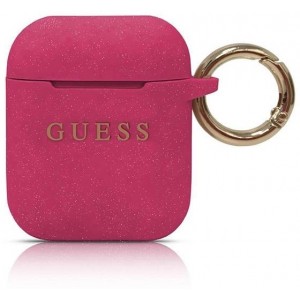 Guess GUACCSILGLFU AirPods cover fuchsia / fuchsia Silicone Glitter (universal)