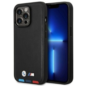 BMW Case BMW BMHCP14X22PTDK iPhone 14 Pro Max 6.7 "black / black Leather Stamp Tricolor (universal)