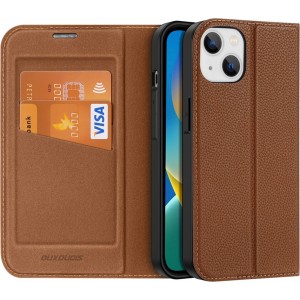 Dux Ducis Skin X2 case for iPhone 14 case with magnetic flap brown (universal)