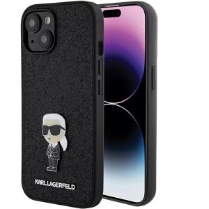 Karl Lagerfeld Fixed Glitter Ikonik Logo Metal Pin Back Case Aizsargapvalks Priekš Apple iPhone 15