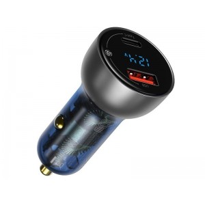 Baseus USB/Type-C LED 65W QC PPS car charger Silver