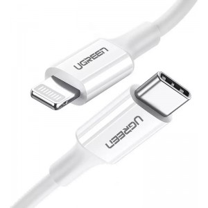 Ugreen kabelis MFi USB Type C - Lightning 3A 0.5 m baltā krāsā (US171)