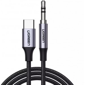Ugreen AUX stereo audio cable 3.5 mm mini jack - USB Type C for tablet phone 1m black (CM450 20192)