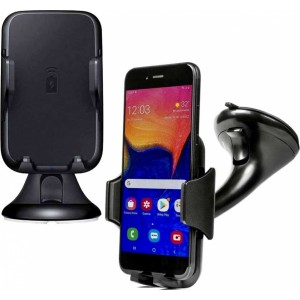 Alogy S-Style car phone holder with 10W Qi inductive charger for windshield dashboard Black