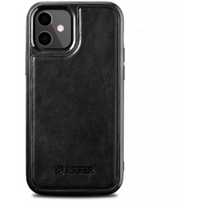 Icarer Leather Oil Wax case covered with natural leather for iPhone 12 mini black (ALI1204-BK)