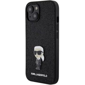 Karl Lagerfeld Fixed Glitter Ikonik Logo Metal Pin Back Case Aizsargapvalks Priekš Apple iPhone 15