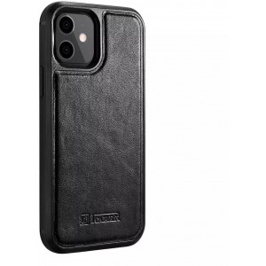 Icarer Leather Oil Wax case covered with natural leather for iPhone 12 mini black (ALI1204-BK)