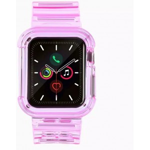 4Kom.pl Wristband Strap Light Set Silicone Strap Bracelet Bangle Watch Case For Apple Watch 2/3/4/5/6/SE 42/44 Red