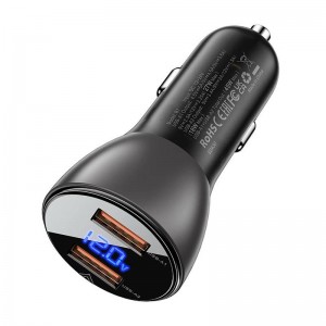 Acefast Car Charger Acefast B7, 45W, 2x USB, with display (black)