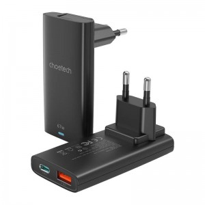 Choetech Mini travel wall charger Choetech PD6011 PD65W GaN slim USB-A+C  (black)