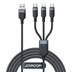 Joyroom Cable USB Multi-Use Joyroom S-1T3018A18 3w1 / 3,5A / 0,3m  (black)