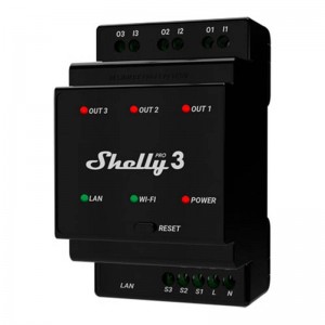Shelly DIN Rail Smart Switch Shelly Pro 3 with dry contacts, 3 channels