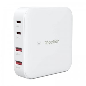 Choetech Deskop charger Choetech PD8008,  2x USB-C, 2x USB-A, GaN, 100W (white)