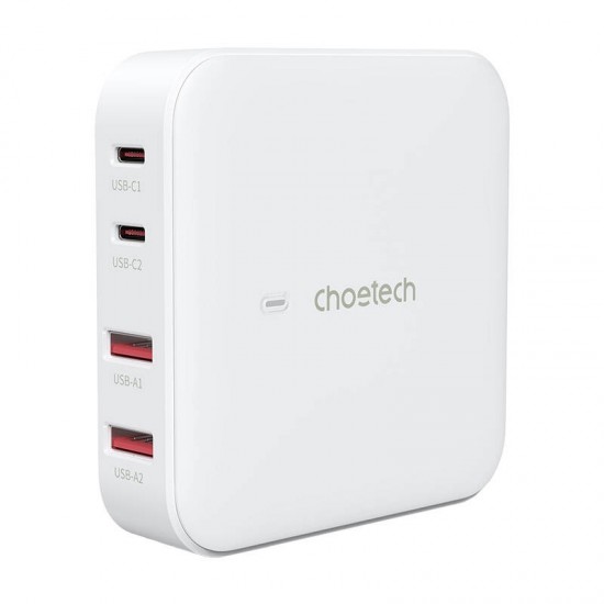 Choetech Deskop charger Choetech PD8008,  2x USB-C, 2x USB-A, GaN, 100W (white)