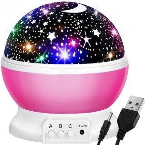 Riff RF1020 2in1 Krāsaina Nakts lampiņa - projektors ar rotāciju Pink
