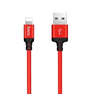 Hoco X14 Premium Izturīgs Auduma Lightning uz USB Datu & Ātras 2.4A Uzlādes Kabelis 2m (MD819) Sarkans