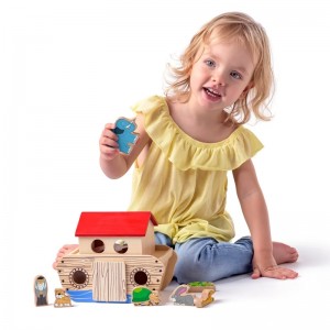 Woody 90917 Деревянная Игра кубиков развития Ноев Квчег с животными  для детей 3+ (29x24cm)
