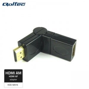 Qoltec 50516 HDMI AF Адаптер Кабеля с регулеровкой градуса - HDMI A коннектор / HDMI A гнездо Черный