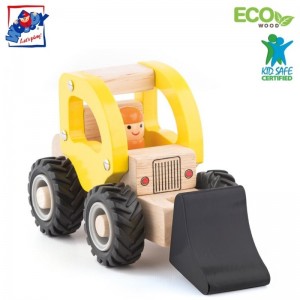 Woody 91803 Eko koka Dzeltena mašīna - Ekskavators bērniem no 3 gadiem + (17x9cm)