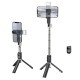 Hoco K16 2in1 Bezvadu selfie nūja &  Video WEB zvanu statīvs ar galda trīskāji & pulti + Led gaismu līdz 80cm Melna