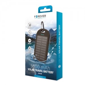 Forever STB-200 Solar Power Bank 5000 mAh Universāla Ārējas uzlādes baterija 5V + Micro USB Kabelis
