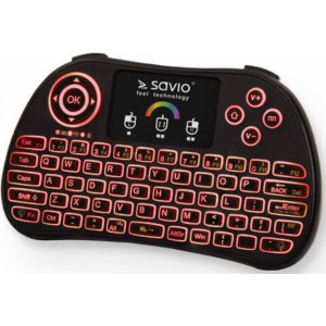 Savio KW-03 Bezvadu Kompakta Klaviatūra PC / PS4 / XBOX / Smart TV / Android + TouchPad Melna (Ar RGB Apgaismojumu)