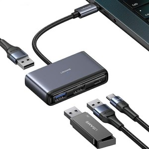 Usams 4in1 Adapteris 2xUSB 2.0 / USB 3.0 / USB-C Hubs