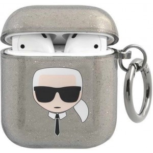 Karl Lagerfeld KLA2UKHGK AirPods cover czarny/black Glitter Karl`s Head (universal)