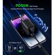 Choetech PD6051 USB-C USB-C PD 35W GaN wall charger with display - black (universal)