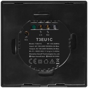Sonoff T3EU1C-TX touch Wi-Fi wireless wall smart switches RF 433 MHz black (IM190314018) (universal)