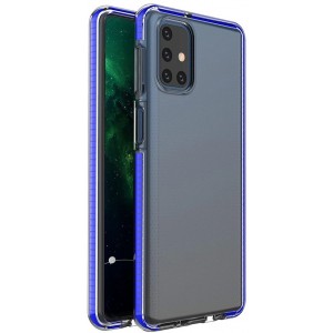Hurtel Spring Case clear TPU gel protective cover with colorful frame for Samsung Galaxy M51 blue (universal)