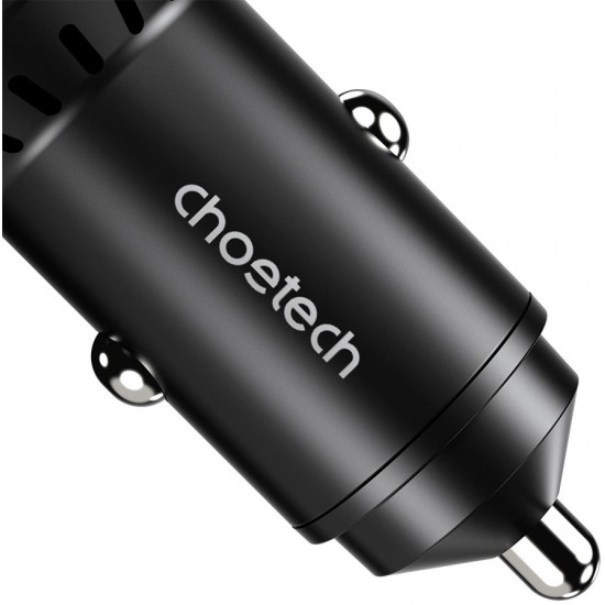 Choetech TC0014 USB-C USB-A PD 60W car charger with LED backlight - black (universal)