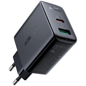 Acefast wall charger USB Type C / USB 32W, PPS, PD, QC 3.0, AFC, FCP black (A5 black) (universal)