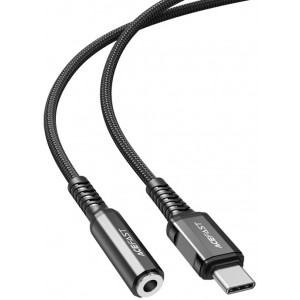 Acefast audio cable USB Type C - 3.5mm mini jack (female) 18cm, DAC, AUX black (C1-07 black) (universal)