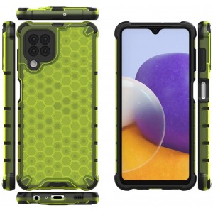 Hurtel Honeycomb Case armor cover with TPU Bumper for Samsung Galaxy A22 4G green (universal)