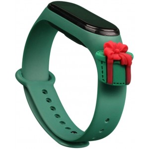 Hurtel Strap Xmas Wristband for Xiaomi Mi Band 4 / Mi Band 3 Christmas Silicone Strap Bracelet Dark Green (Gift) (universal)