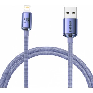 Baseus Crystal Shine Series cable USB cable for fast charging and data transfer USB Type A - Lightning 2.4A 1.2m purple (CAJY000005) (universal)
