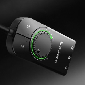Ugreen external sound card music USB adapter - 3.5 mm mini jack with volume control 15cm black (40964) (universal)
