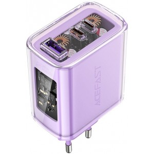 Acefast charger GaN 65W 3 ports (1xUSB, 2xUSB C) purple (A45) (universal)