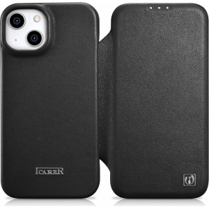 Icarer CE Premium Leather Folio Case iPhone 14 magnetic flip case MagSafe black (WMI14220713-BK) (universal)