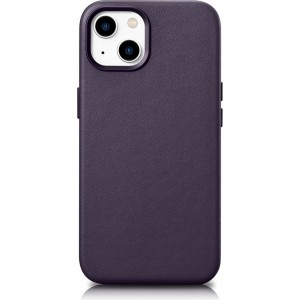 Icarer Case Leather Cover Case for iPhone 14 Dark Purple (WMI14220705-DP) (MagSafe Compatible) (universal)