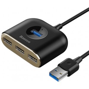 Baseus Square round 4 in 1 USB HUB Adapter (USB3.0 TO USB3.0 * 1 + USB2.0 * 3) 1m Black (CAHUB-AY01) (universal)