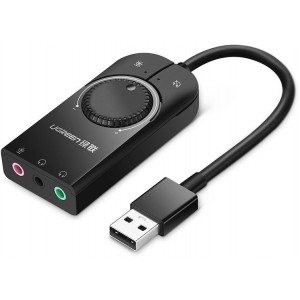 Ugreen external sound card music USB adapter - 3.5 mm mini jack with volume control 15cm black (40964) (universal)